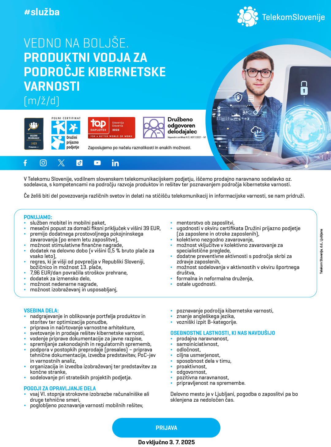Produktni vodja za področje kibernetske varnosti (m/ž/d)