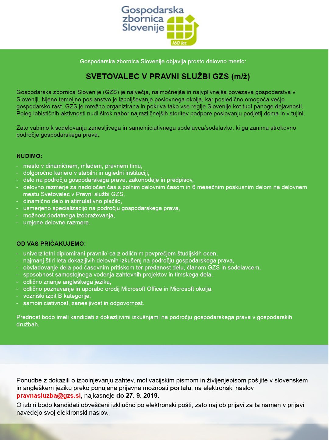 Svetovalec (m/ž) v Pravni službi GZS