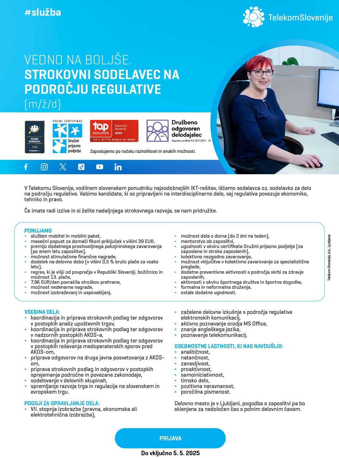 Strokovni sodelavec na področju regulative (m/ž/d)