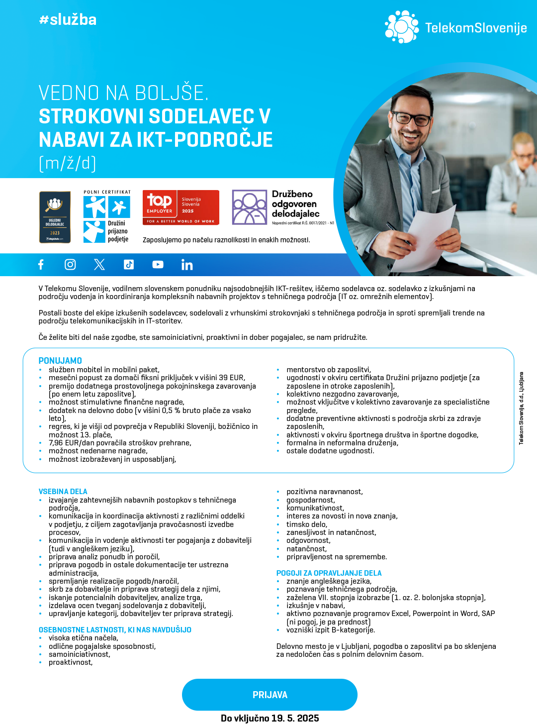 Strokovni sodelavec v nabavi za IKT-področje (m/ž/d)