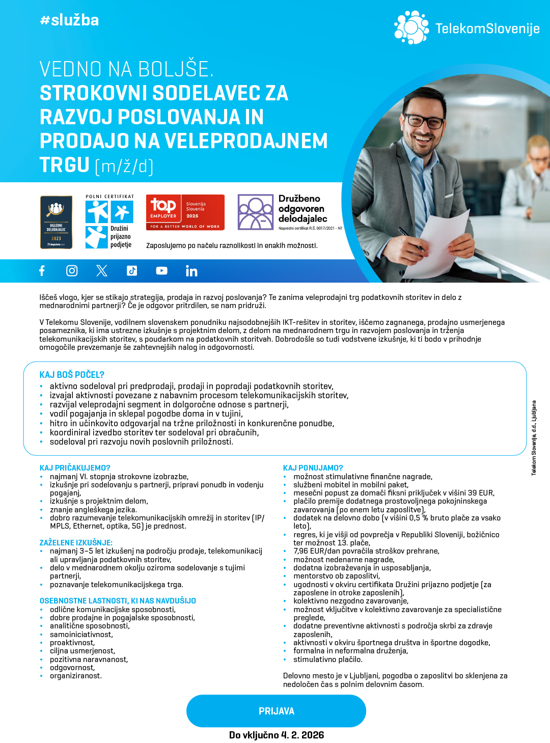 Strokovni sodelavec za razvoj poslovanja in prodajo na veleprodajnem trgu (m/ž/d)