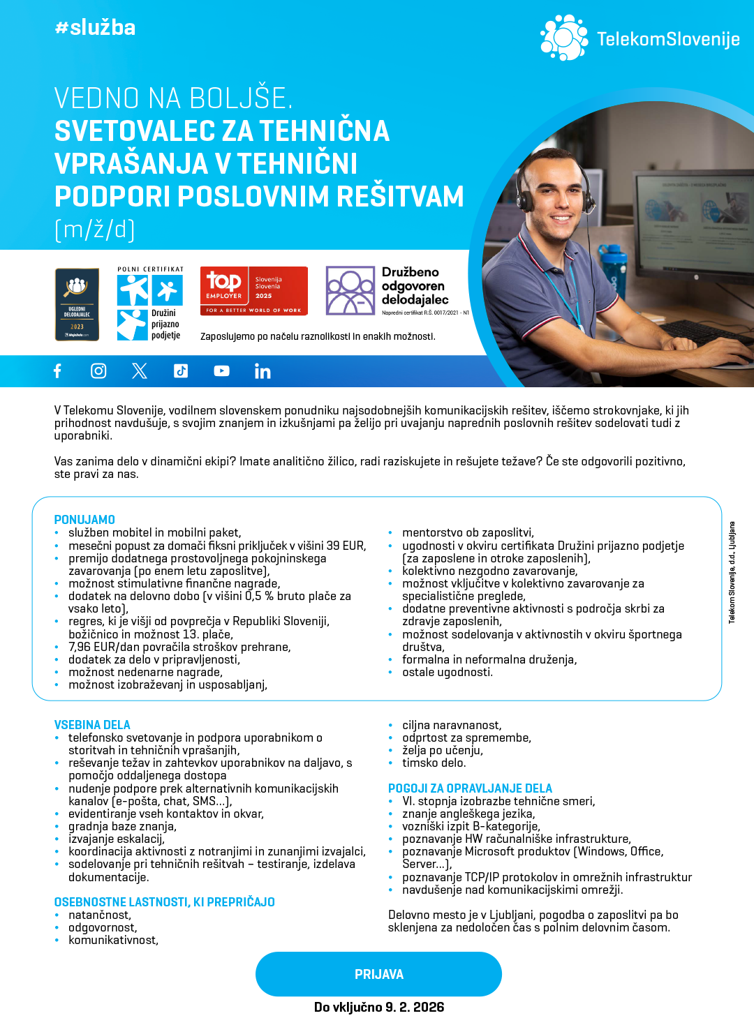 Svetovalec za tehnična vprašanja v tehnični podpori poslovnim rešitvam (m/ž/d)