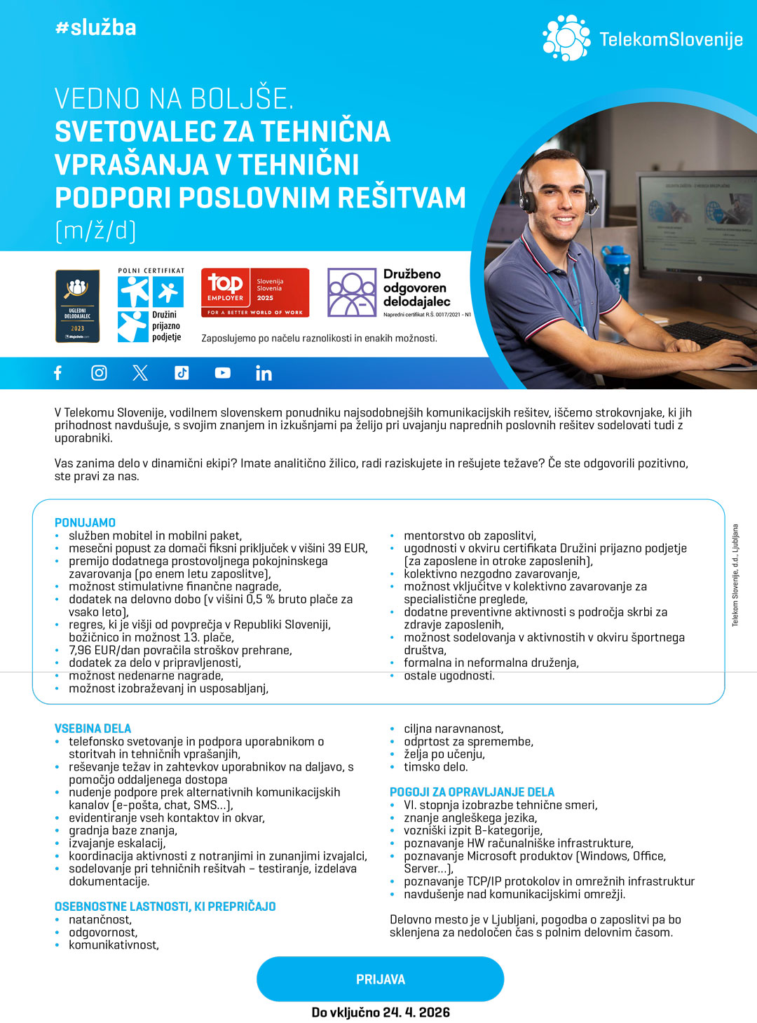 Svetovalec za tehnična vprašanja v tehnični podpori poslovnim rešitvam (m/ž/d)