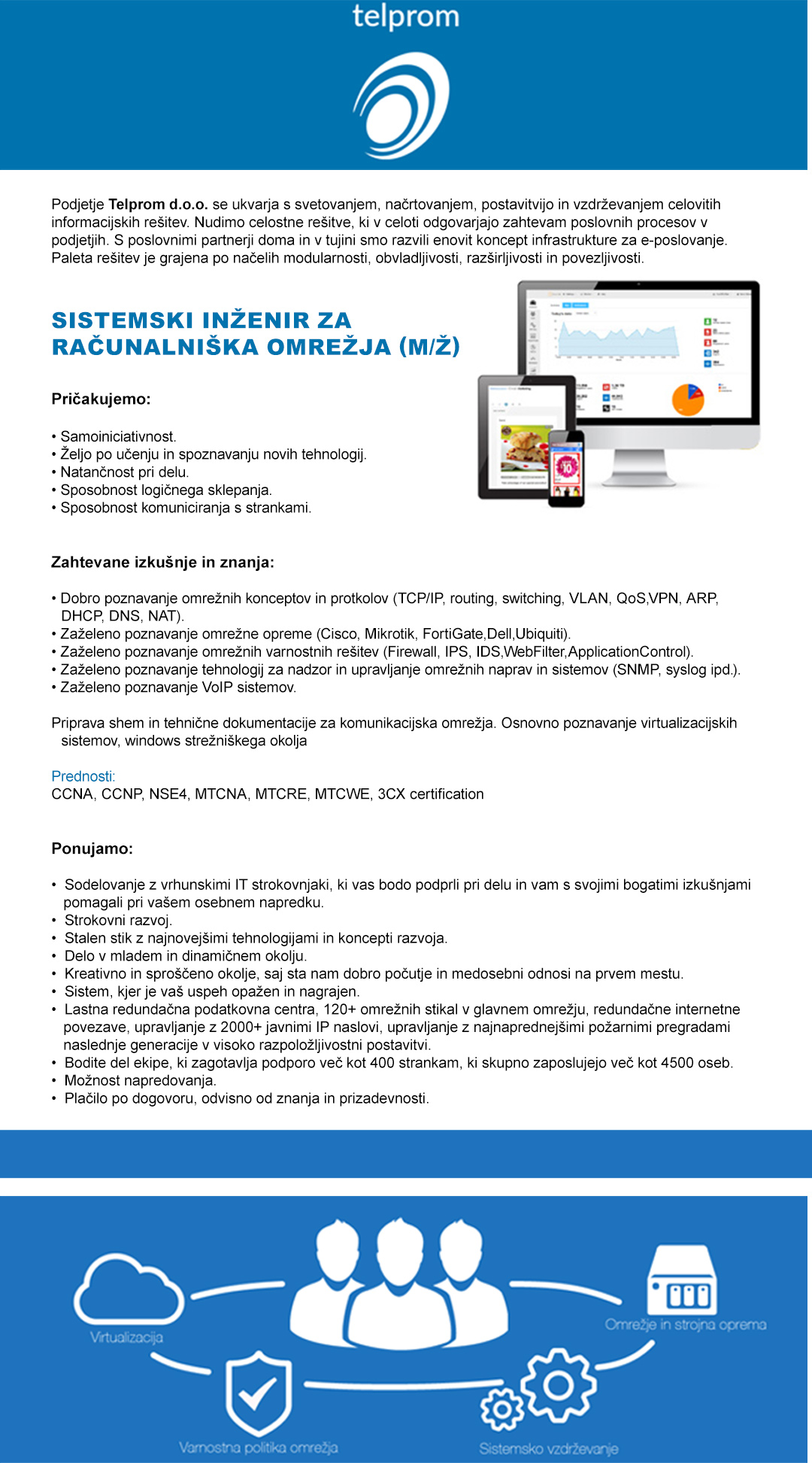 Sistemski inženir za računalniška omrežja m/ž