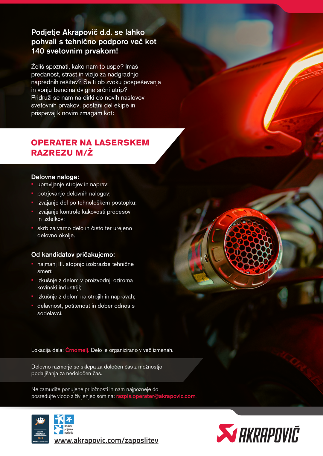 Operater na laserskem razrezu m/ž